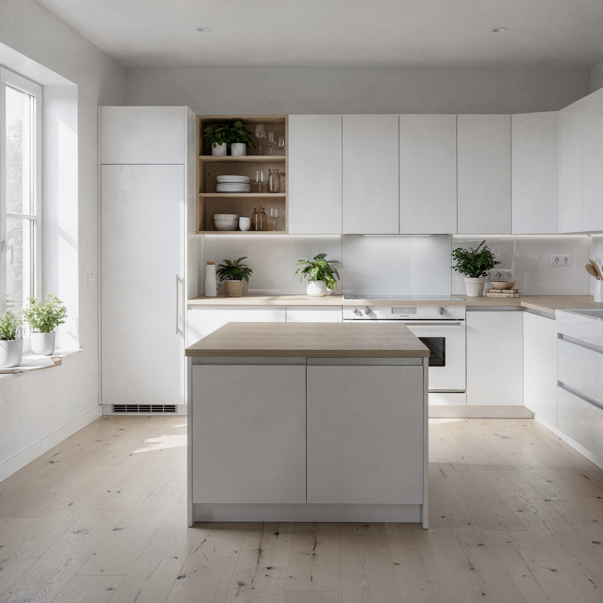 Cocina Con isla, estilo Escandinava