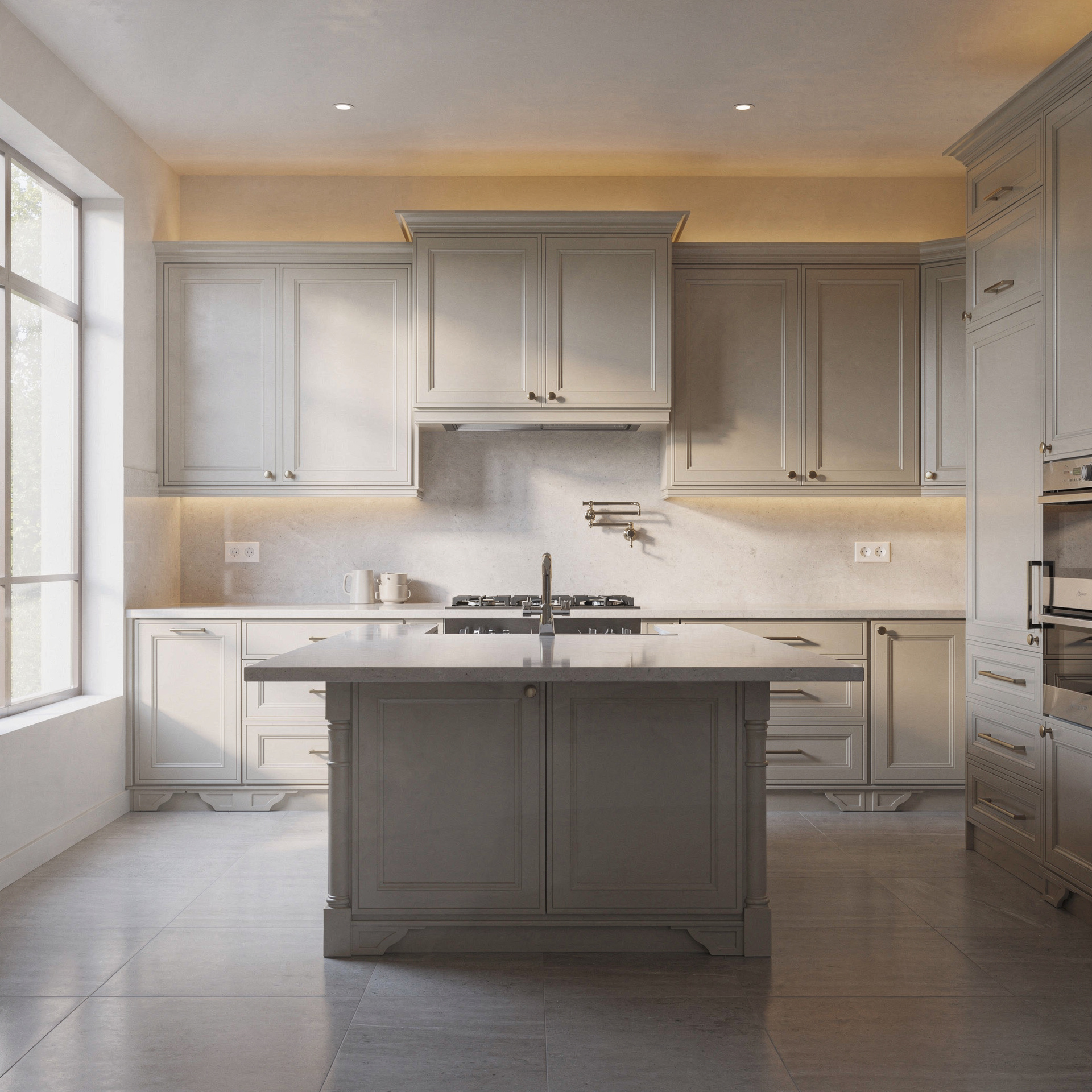 Cocina Con isla, estilo Clásica contemporánea