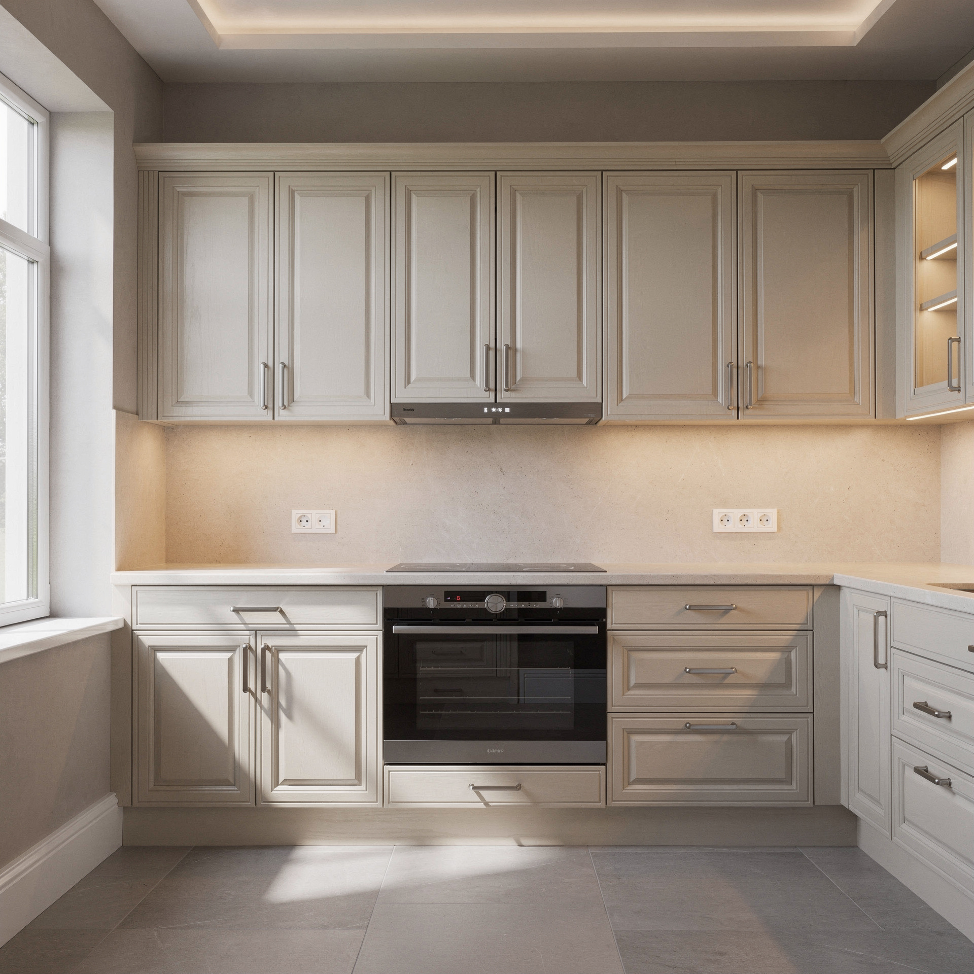 Cocina Lineal, estilo Clásica contemporánea