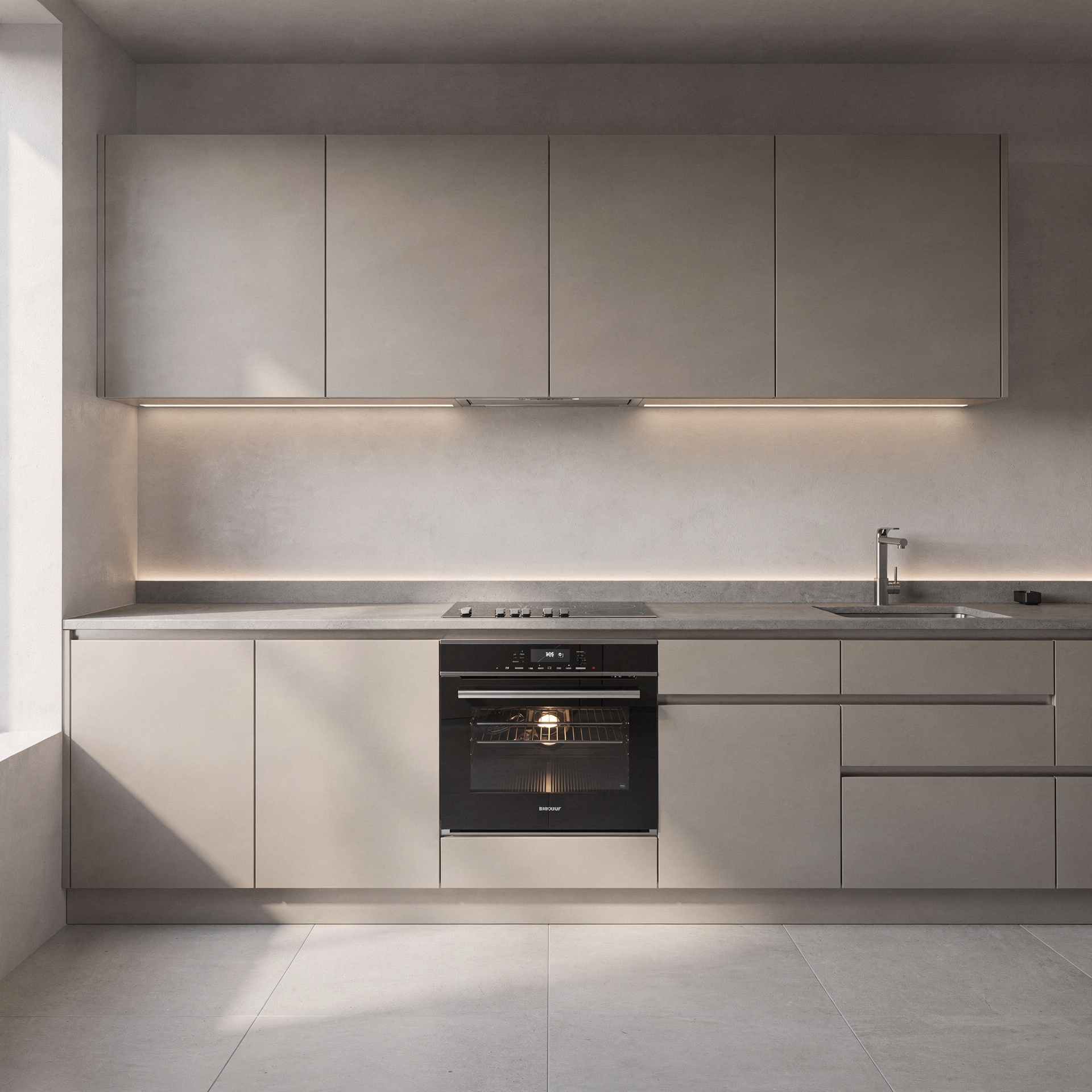 Cocina Lineal, estilo Moderna minimalista