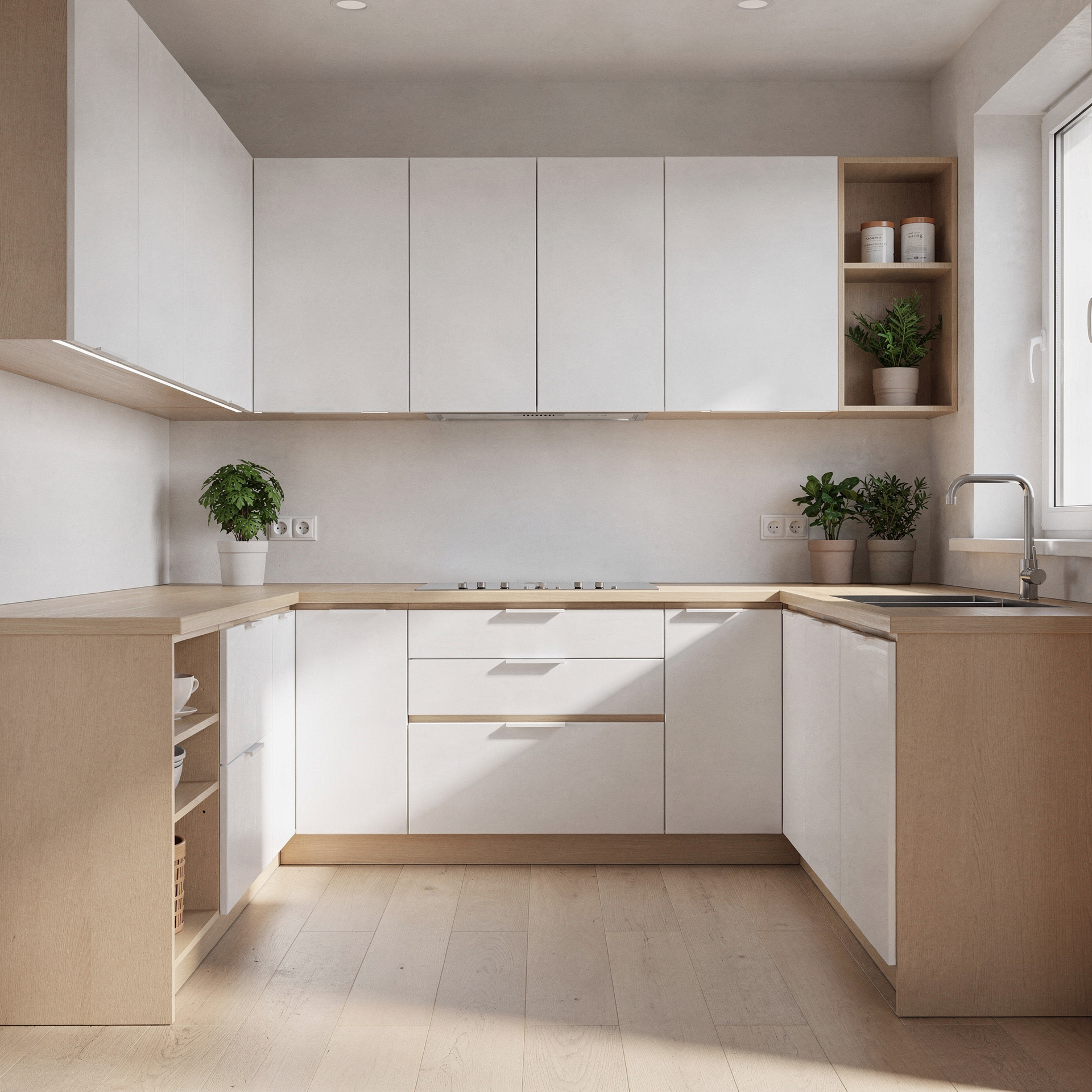 Cocina En U, estilo Escandinava
